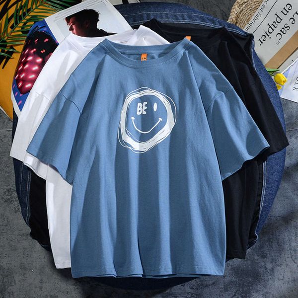 korean fashion in spring and summer 2021 men's and women's personalized smiling face printed t-shirt short sleeve cotton round nec, White;black
korean fashion in spring and summer 2021 men's and women's personalized smiling face printed t-shirt short sleeve cotton round nec, White;black