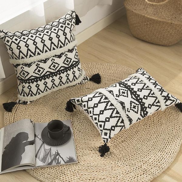 cushion/decorative pillow black white geometric cushion cover 45x45cm tufted cotton woven handmade for home decoration sofa bed boho style
cushion/decorative pillow black white geometric cushion cover 45x45cm tufted cotton woven handmade for home decoration sofa bed boho style