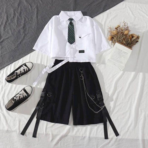 clothing sets jk uniform womens korean version short sleeve shirt student preppy style two piece women overalls suit 2021 summer, White
clothing sets jk uniform womens korean version short sleeve shirt student preppy style two piece women overalls suit 2021 summer, White