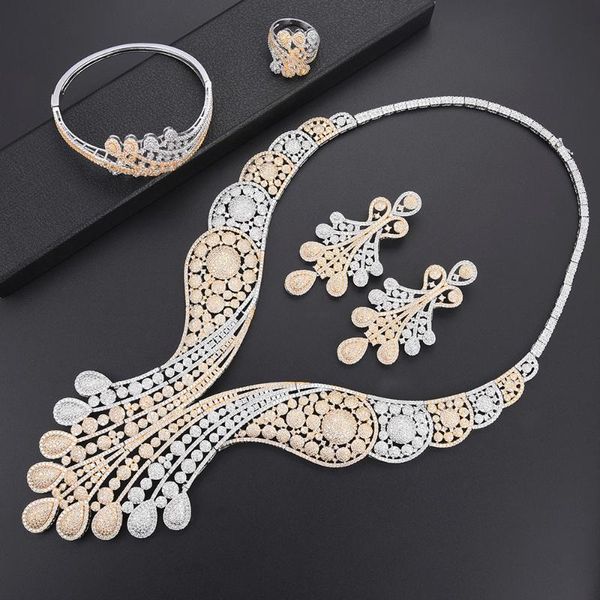 earrings & necklace larrauri european american fashion bangle ring jewelry set professional woman appointment essential, Silver 
earrings & necklace larrauri european american fashion bangle ring jewelry set professional woman appointment essential, Silver