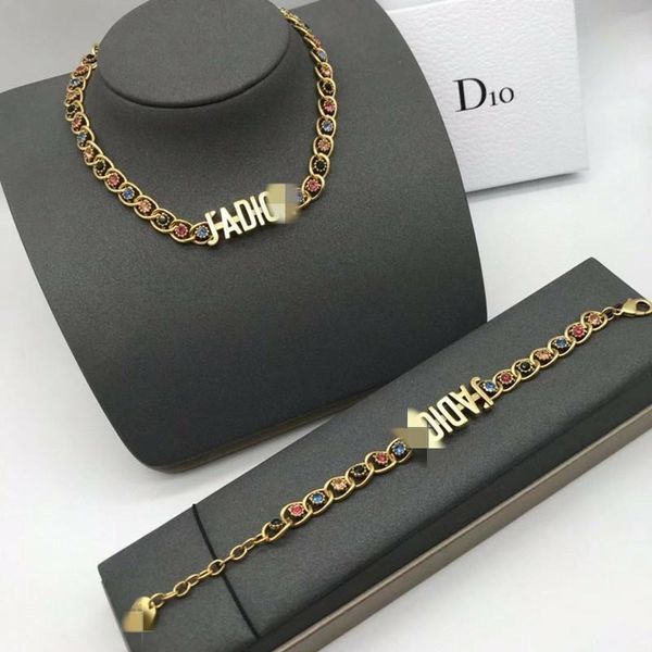 70% off outlet online family 2021 color diamond letter necklace bracelet, Black 
70% off outlet online family 2021 color diamond letter necklace bracelet, Black