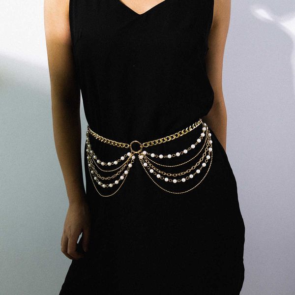 jewelry geometric simplicity round bead body temperament multilayer pearl tassel waist chain, Silver
jewelry geometric simplicity round bead body temperament multilayer pearl tassel waist chain, Silver