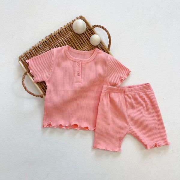 clothing sets 0-3t born kid baby girls boys clothes set short sleeve and shorts cute sweet cotton sleepwear homewear 2pcs outfit, White