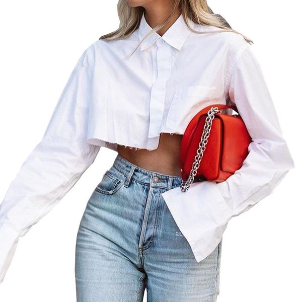 women's blouses & shirts 2021 women summer pure color long sleeve cropped and cotton shirt blusas roupa feminina, White
women's blouses & shirts 2021 women summer pure color long sleeve cropped and cotton shirt blusas roupa feminina, White