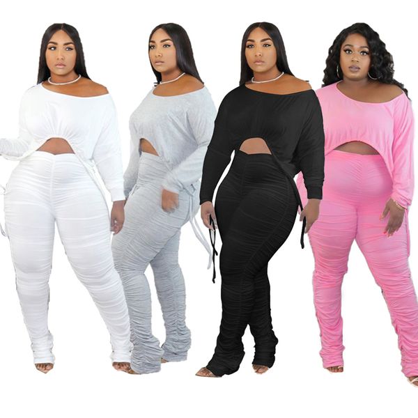 outfit set solid loose casual long sleeve two piece set drawstring pullover stacked pants suit outdoor set, Gray
outfit set solid loose casual long sleeve two piece set drawstring pullover stacked pants suit outdoor set, Gray