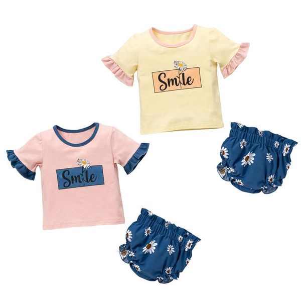 clothing sets 2021 summer 6m-3y baby girl 2pcs set flower smile letter print ruffled short sleeve +floral shorts 2 colors kid clothes, White
clothing sets 2021 summer 6m-3y baby girl 2pcs set flower smile letter print ruffled short sleeve +floral shorts 2 colors kid clothes, White