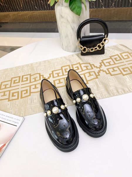 women's dress shoes delicate pearl buckle luxury designer 100% genuine leather single shoess women soft models thick bottom, Black
women's dress shoes delicate pearl buckle luxury designer 100% genuine leather single shoess women soft models thick bottom, Black