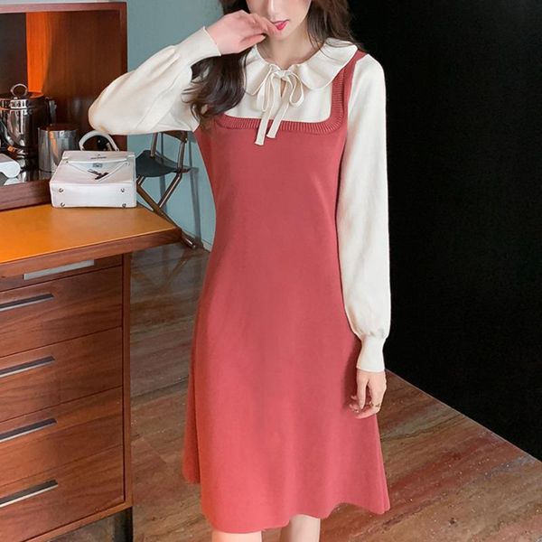 casual dresses autumn winter ladies vestidos mujer women cute sweet preppy style patchwork bow tie knitting sweater fashion robe, Black;gray
casual dresses autumn winter ladies vestidos mujer women cute sweet preppy style patchwork bow tie knitting sweater fashion robe, Black;gray