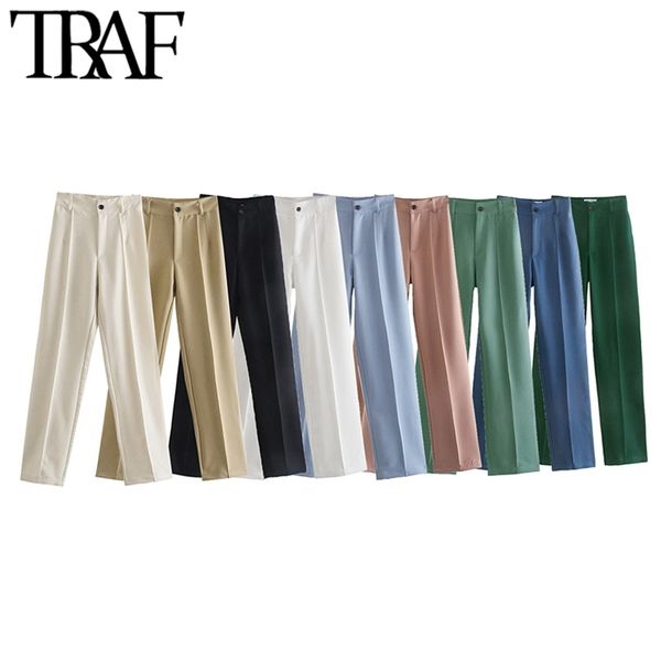 traf women chic fashion office wear straight pants vintage high waist zipper fly female trousers mujer 211008, Black;white
traf women chic fashion office wear straight pants vintage high waist zipper fly female trousers mujer 211008, Black;white