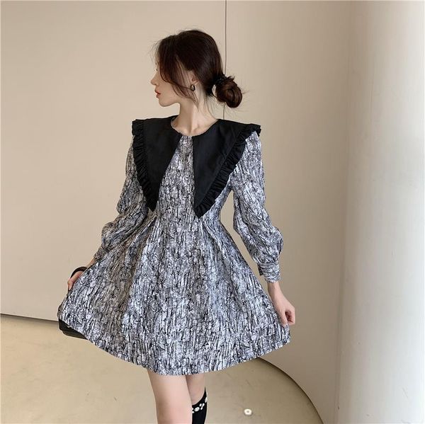 casual dresses retro slim waist ball gowns mini autumn patchwork fake two piece puff long sleeve sailor collar dress doll vestidos, Black;gray
casual dresses retro slim waist ball gowns mini autumn patchwork fake two piece puff long sleeve sailor collar dress doll vestidos, Black;gray