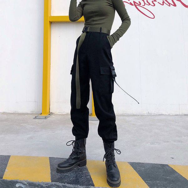 women's jeans high-waisted female cargo pants, loose black casual running pants for korean-style women. ceks, Blue
women's jeans high-waisted female cargo pants, loose black casual running pants for korean-style women. ceks, Blue