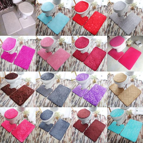 bath mats toilet mat three-piece carpet home bathroom non-slip absorbent floor door 
bath mats toilet mat three-piece carpet home bathroom non-slip absorbent floor door