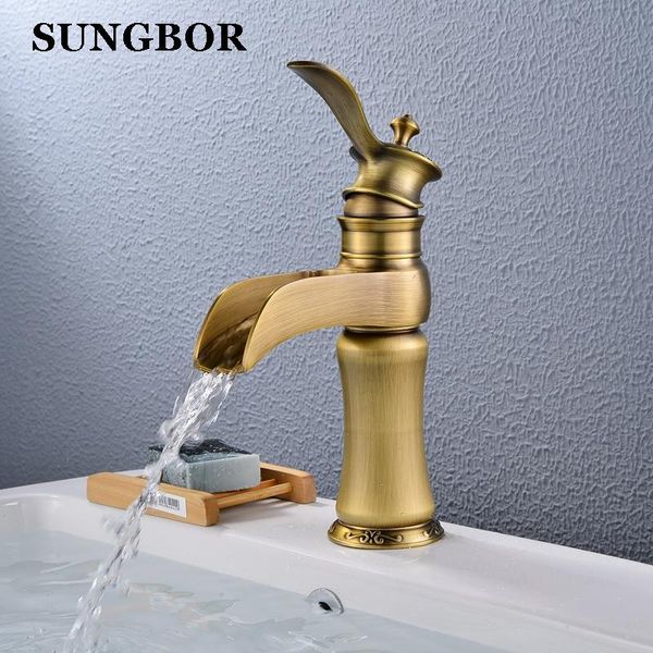 bathroom sink faucets antique basin faucet bronze finish brass and cold single handle hole water mixer taps al-99034a 
bathroom sink faucets antique basin faucet bronze finish brass and cold single handle hole water mixer taps al-99034a