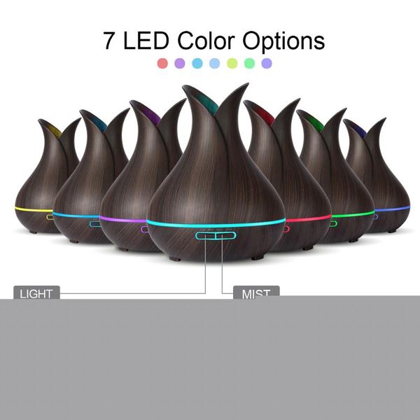 400ml aroma essential oil diffuser ultrasonic air humidifier with wood grain 7 color changing led lights for office home
400ml aroma essential oil diffuser ultrasonic air humidifier with wood grain 7 color changing led lights for office home