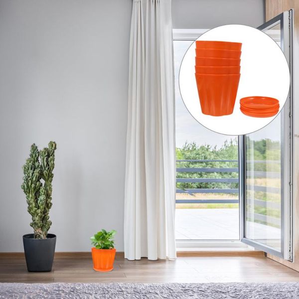 5pcs planters with saucers home garden flowerpots plant pots container