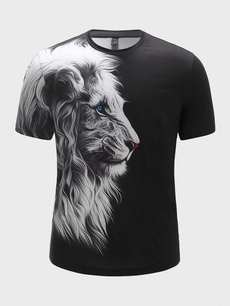 men 3d lion print tee s4x1#, White;black
men 3d lion print tee s4x1#, White;black