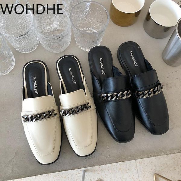 woman metal chain solid flats slippers brief closed toe soft leather slides ladies comfy casual flip flops 2021 half mulers, Black
woman metal chain solid flats slippers brief closed toe soft leather slides ladies comfy casual flip flops 2021 half mulers, Black