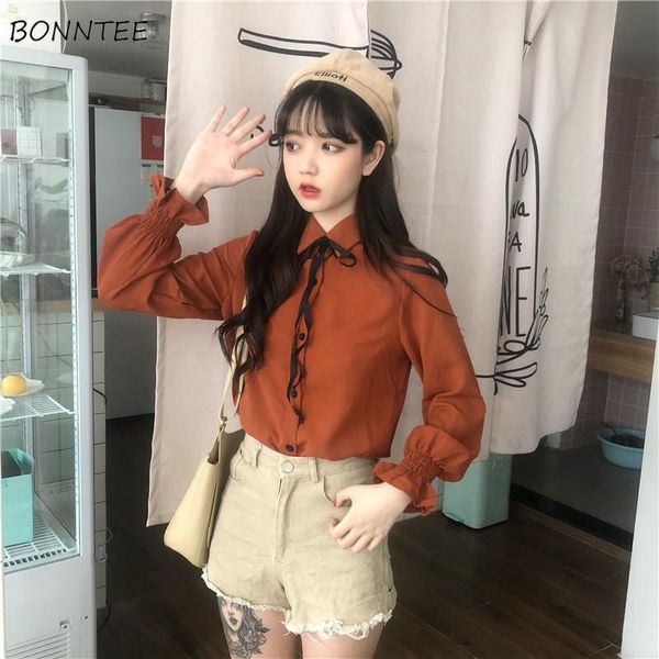 women's blouses & shirts women stand collar bow solid simple all-match korean shirt womens soft sweet and ladies trendy clothing chic, White
women's blouses & shirts women stand collar bow solid simple all-match korean shirt womens soft sweet and ladies trendy clothing chic, White