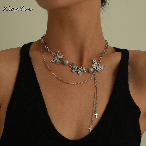 pendant necklaces trendy luminous pearl three butterfly necklace fashion multilayer hip hop long for women jewelry gifts, Silver
pendant necklaces trendy luminous pearl three butterfly necklace fashion multilayer hip hop long for women jewelry gifts, Silver