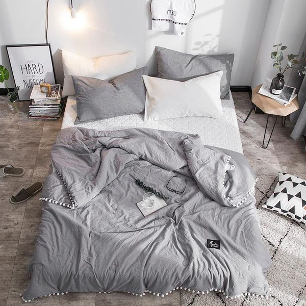 comforters & sets summer gray air condition quilts duvet with little white pompons bed linens washed cotton throw blankets solid bedding
comforters & sets summer gray air condition quilts duvet with little white pompons bed linens washed cotton throw blankets solid bedding