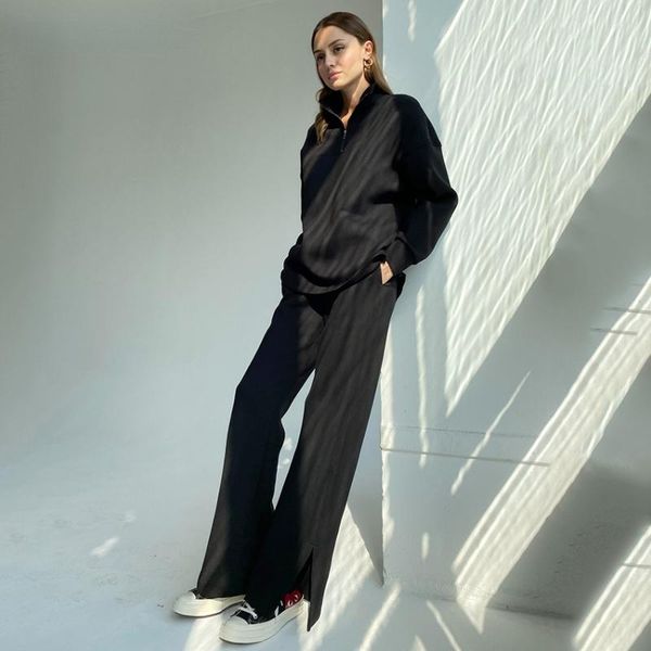 women's two piece pants sets women homewear spring rib knitted soft pajamas casual solid loose hooded and wide leg suit sportswear, White
women's two piece pants sets women homewear spring rib knitted soft pajamas casual solid loose hooded and wide leg suit sportswear, White