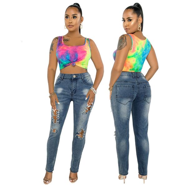 autumn broken hole horse slip wash denim pants products, Blue
