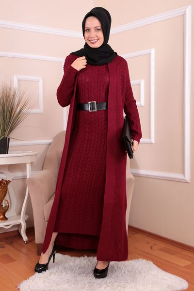 ) (new version 2 pieces woman dress knitted suit, long cardigan and maxi muslim fashion islamic winter clothing turkey g22y, White
) (new version 2 pieces woman dress knitted suit, long cardigan and maxi muslim fashion islamic winter clothing turkey g22y, White