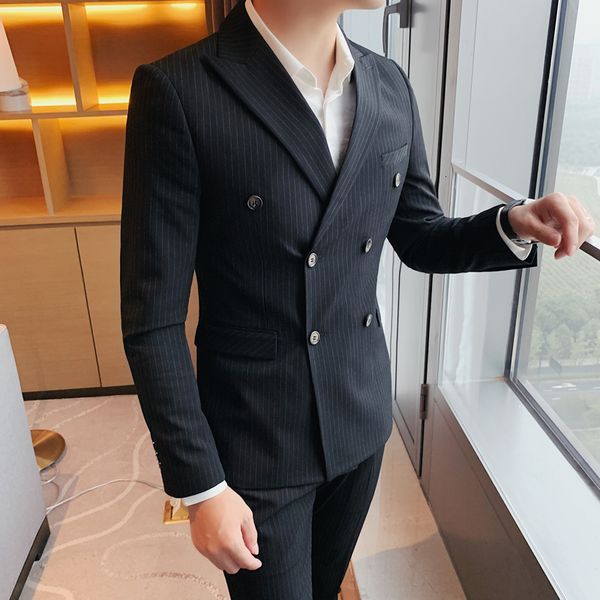 high 2021 new quality double breasted pinstripe suit all game fine casual adjustment formal business wear/wedding 3xl-m 1zpb, White;black
high 2021 new quality double breasted pinstripe suit all game fine casual adjustment formal business wear/wedding 3xl-m 1zpb, White;black