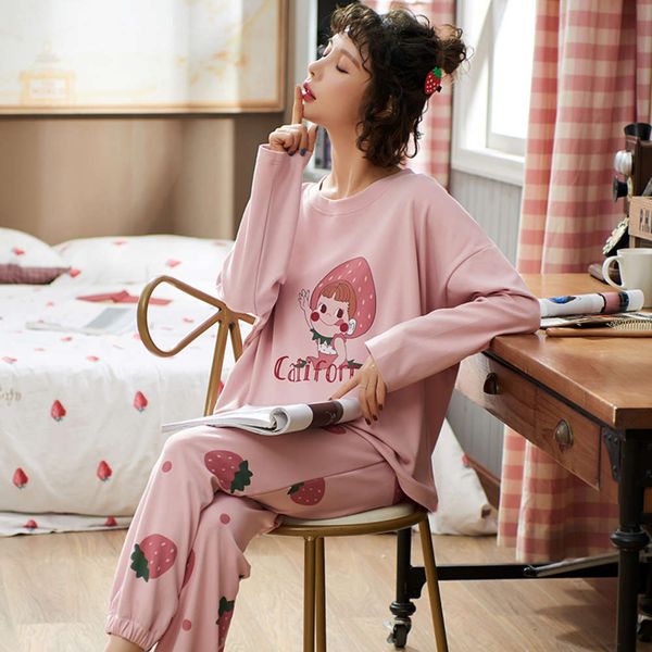 pajamas women's spring cotton long sleeve loose fitting home wear korean version fresh and sweet autumn winter girl strawberry suit, Black;red
pajamas women's spring cotton long sleeve loose fitting home wear korean version fresh and sweet autumn winter girl strawberry suit, Black;red