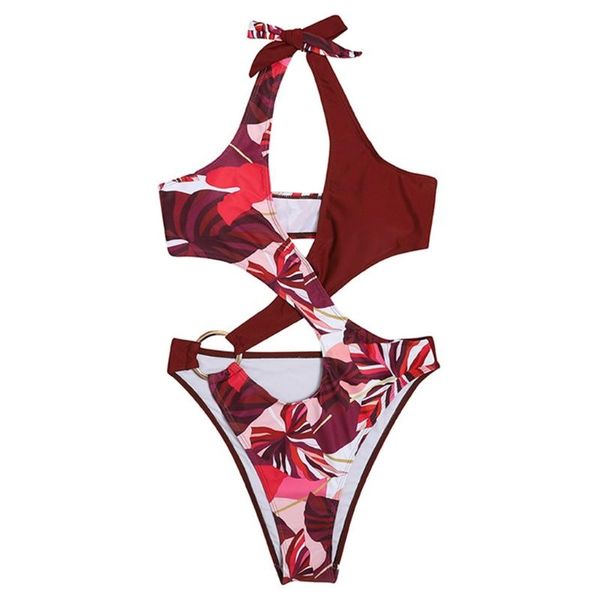 2021 new women red one-piece swimsuit bikini neck strap waist hollow out flower printing
2021 new women red one-piece swimsuit bikini neck strap waist hollow out flower printing