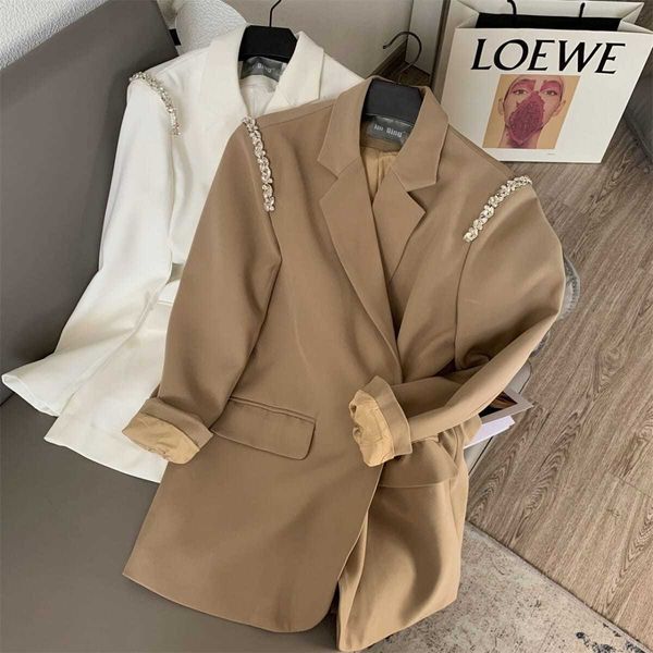 deep fried street style diamond shoulder dign sense suit coat 2021 early autumn loose two-piece top, White
deep fried street style diamond shoulder dign sense suit coat 2021 early autumn loose two-piece top, White