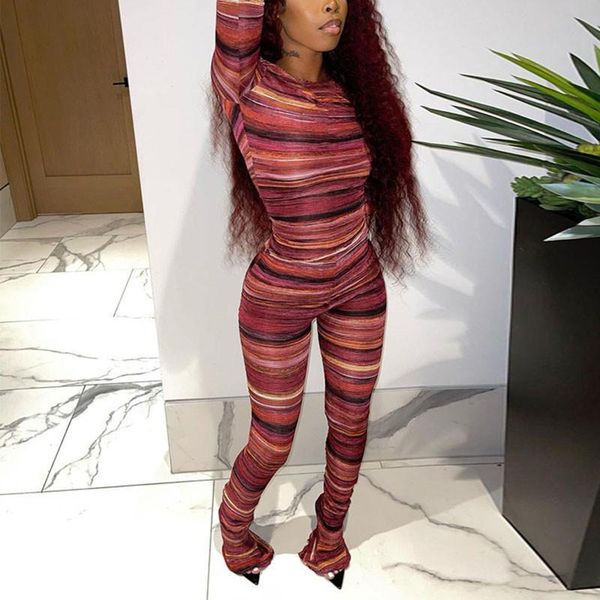 women's two piece pants female spring fall set striped round neck long sleeve pullover+ flared trousers for women daily suits, White
women's two piece pants female spring fall set striped round neck long sleeve pullover+ flared trousers for women daily suits, White