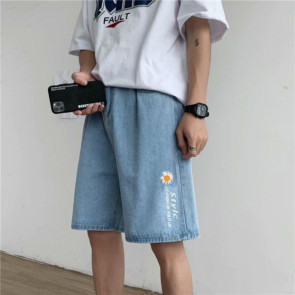 men's shorts denim summer loose 2021 five-point pants thin straight korean style trendy, White;black
men's shorts denim summer loose 2021 five-point pants thin straight korean style trendy, White;black