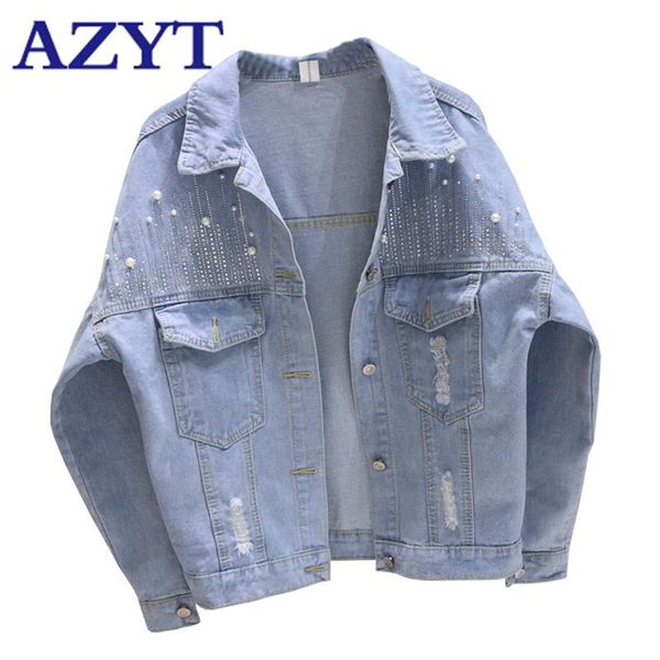 women's jackets azyt pearl diamonds short denim female jacket 2021 harajuku loose hole women slim casual, Black;brown
women's jackets azyt pearl diamonds short denim female jacket 2021 harajuku loose hole women slim casual, Black;brown