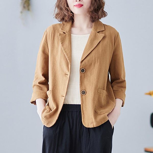 women's jackets 2021 spring/autumn arts style women loose casual long sleeve single breasted coat turn-down collar cotton linen b347, Black;brown
women's jackets 2021 spring/autumn arts style women loose casual long sleeve single breasted coat turn-down collar cotton linen b347, Black;brown