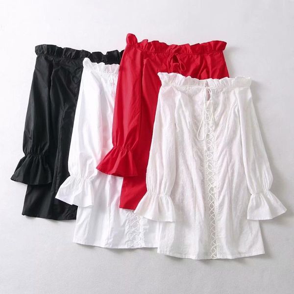 casual dresses women lace up long sleeve dress off shoulder, Black;gray
casual dresses women lace up long sleeve dress off shoulder, Black;gray