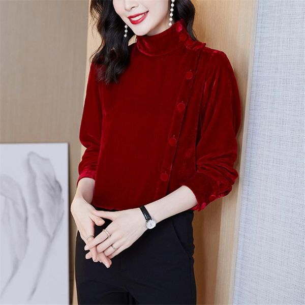 women's blouses & shirts french style vintage blouse winte red velvet women long sleeve casual loose shirt autumn winter high neck blu, White
women's blouses & shirts french style vintage blouse winte red velvet women long sleeve casual loose shirt autumn winter high neck blu, White