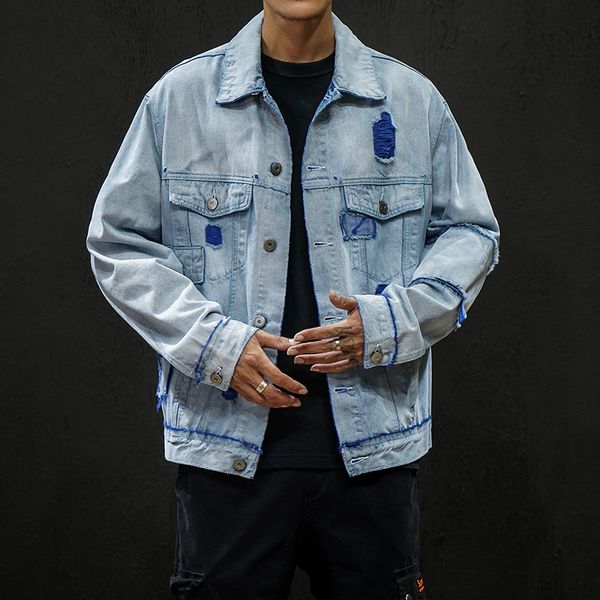 casual other wear torn hole jeans jackets denim oversize for men 2021 spring blue fall pocket fashion design l9qz, Black;brown
casual other wear torn hole jeans jackets denim oversize for men 2021 spring blue fall pocket fashion design l9qz, Black;brown