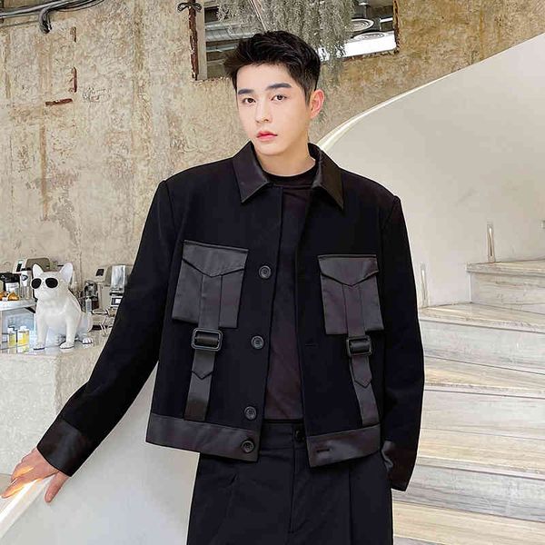 men's jackets men big pocket splice office fashion casual cargo short jacket male korean streetwear vintage coat spring autumn man oute, Black;brown
men's jackets men big pocket splice office fashion casual cargo short jacket male korean streetwear vintage coat spring autumn man oute, Black;brown