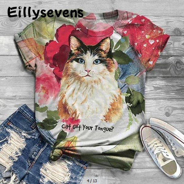 women's t-shirt plus size t shirts woman female round neck short sleeve 3d kitty cat printed o-neck tee blusas 9g3, White
women's t-shirt plus size t shirts woman female round neck short sleeve 3d kitty cat printed o-neck tee blusas 9g3, White
