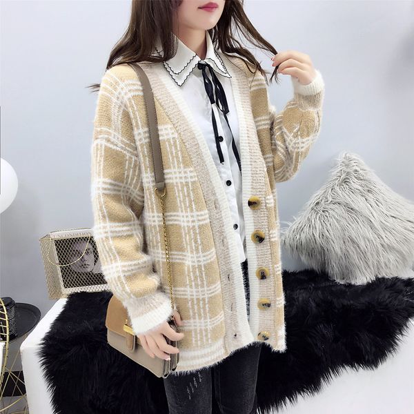 women's sweaters casual loose plaid sweater cardigan women sweatshirts japanese harajuku ulzzang female korean kawaii cute clothing, White;black
women's sweaters casual loose plaid sweater cardigan women sweatshirts japanese harajuku ulzzang female korean kawaii cute clothing, White;black