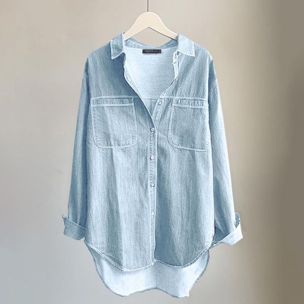 women's blouses & shirts female long sleeve chemise women autumn denim blue shirt casual loose lapel blouse 2022 fashion solid irregu, White
women's blouses & shirts female long sleeve chemise women autumn denim blue shirt casual loose lapel blouse 2022 fashion solid irregu, White
