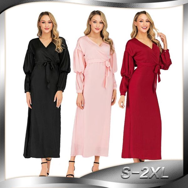 ethnic clothing donsignet muslim dress middle east fashion women's v-neck long sleeve slim dubai anaya turkey robes belt, Red
ethnic clothing donsignet muslim dress middle east fashion women's v-neck long sleeve slim dubai anaya turkey robes belt, Red