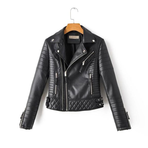 women's leather & faux elegant pocket women coats 2021 winter purple casual pu jackets fashion female coat streetwear girls, Black
women's leather & faux elegant pocket women coats 2021 winter purple casual pu jackets fashion female coat streetwear girls, Black