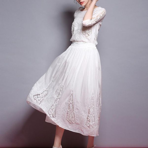 casual dresses boho beach summer dress women vintage white 50% silk & cotton half sleeve o-neck embroidery hollow long vestidos, Black;gray
casual dresses boho beach summer dress women vintage white 50% silk & cotton half sleeve o-neck embroidery hollow long vestidos, Black;gray
