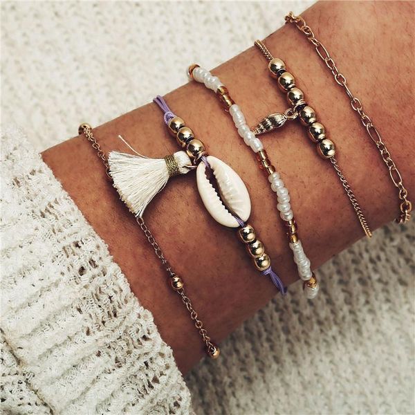 charm bracelets 5pcs/set bohemian shell bracelet for women vintage golden chain imitation pearl set beads female jewelry, Golden;silver
charm bracelets 5pcs/set bohemian shell bracelet for women vintage golden chain imitation pearl set beads female jewelry, Golden;silver