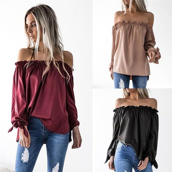 women's blouses & shirts women blouse slash neck chiffon shirt strapless cuffs knotted solid female clothes, White
women's blouses & shirts women blouse slash neck chiffon shirt strapless cuffs knotted solid female clothes, White