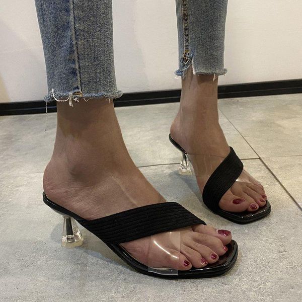 summer transparent women slippers high heels sandals square open toe ladies shoes crystal clear slides female flip flops, Black
summer transparent women slippers high heels sandals square open toe ladies shoes crystal clear slides female flip flops, Black