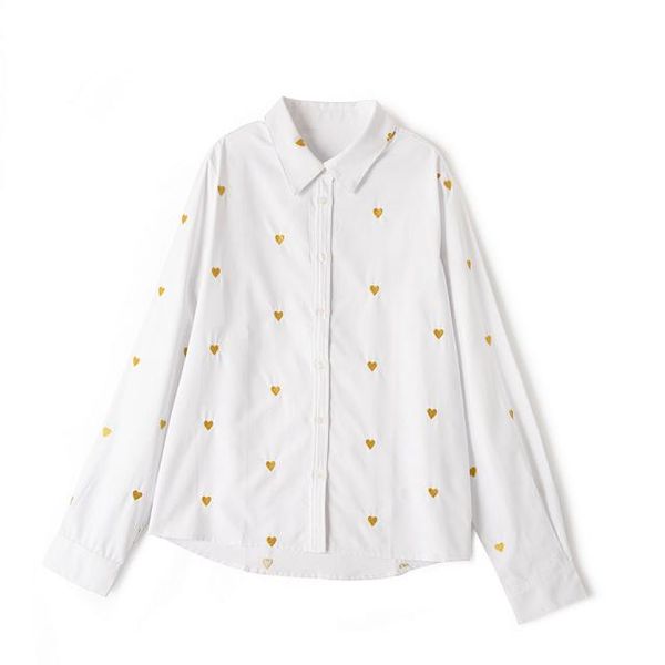 women's blouses & shirts 2021 spring blouse 100% cotton ladies long-sleeved turn-down collar hearts embroideried shirt and femmale out, White
women's blouses & shirts 2021 spring blouse 100% cotton ladies long-sleeved turn-down collar hearts embroideried shirt and femmale out, White