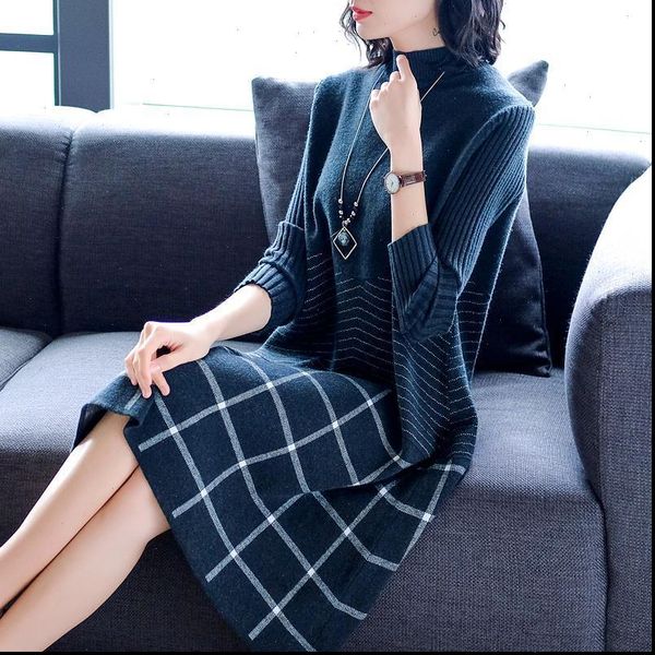 autumn winter long sleeves sweater dress fashion plaid and striped knitting dress elegant women a line sweater dresses, Black;gray
autumn winter long sleeves sweater dress fashion plaid and striped knitting dress elegant women a line sweater dresses, Black;gray